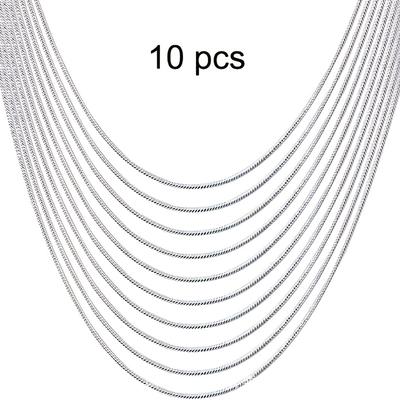 TEMU 10-pack Titanium Steel Chain Necklaces, Unisex Fashion Jewelry Accessories, Durable Metal Necklaces For Diy Crafts And Personalized Gifts Image