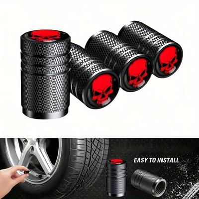 TEMU 4pcs Tire Valve Stem Caps With Plastic Gasket - Corrosion Resistant And Leakproof Metal Covers For Cars, Trucks, Motorcycles, Suvs & Bicycles Image