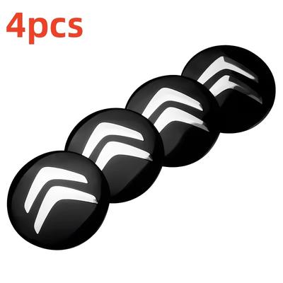 TEMU 4pcs Car Wheel Center Cap Emblem Decals - 56mm Aluminum For C1, C2, C3, C4, C5, C6, C8, C4l, Ds3, Ds4, Ds5ls, Ds6 - & Stylish Black Chevron Design, For Cars Image