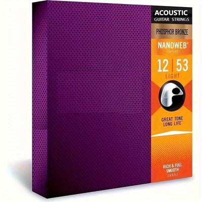 TEMU Bronze Coated Guitar Strings, 12-53 Light Tone, , Long Life, Rich & , Smooth Feel, Ideal For Holiday Gifts, , Electric And Acoustic Guitars, Guitar Accessorie