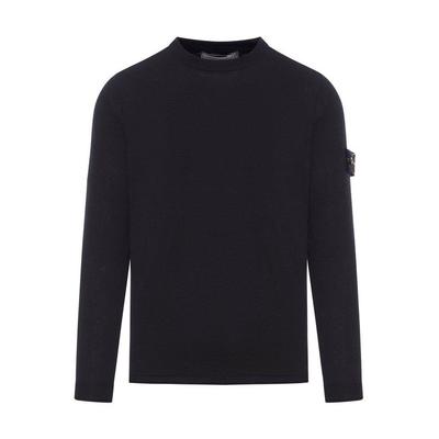 Logo Patch Crewneck Jumper - Blue - Stone Island Knitwear