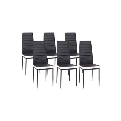 Set von 6 Stühlen romane schwarz weißes Band für Esszimmer Image