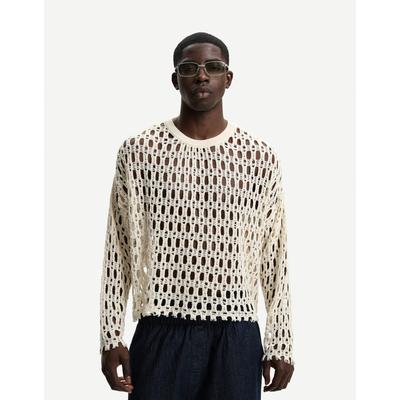 Bershka Open-Knit Sweater Men L Off White