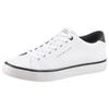 Sneaker TOMMY HILFIGER "TH HI VULC CORE LOW LEATHER", Herren, Gr. 43, weiß, Leder, Lederimitat, unifarben mit Farbeinsatz, sportlich, Schuhe, Freizeitschuh, Halbschuh, Schnürer mit gepolstertem Schaftrand