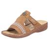 Pantolette RIEKER, Damen, Gr. 37, braun (hellbraun), Lederimitat, casual, Schuhe, Sommerschuh, Schlappen, Hausschuh, Urlaubschuh mit Klettverschluss