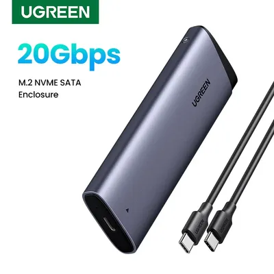 UGREEN 20Gbs M2 SSD Enclosure NVME SATA Dual Protocol M.2 to USB C SSD Adapter support 8TB for NVME