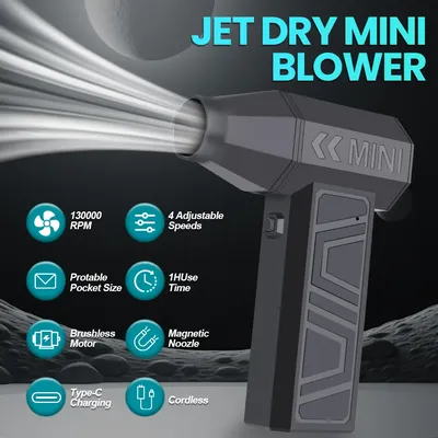 Turbo Jet Fan Electric Air Duster Portable 130000RPM Cleaning Blower Tool Car Blowing Snow 4 Gears