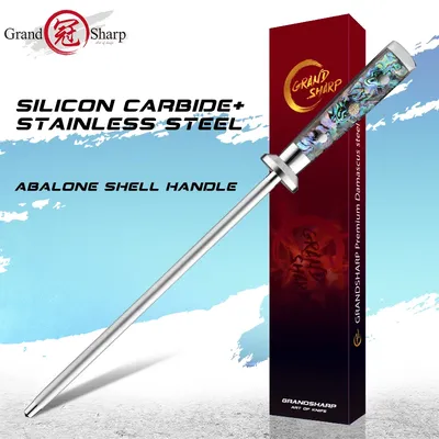 Diamond Sharpener Rod 600 Grit Stainless Steel Kitchen Tool 10 Inch Knife Sharpening System Abalone