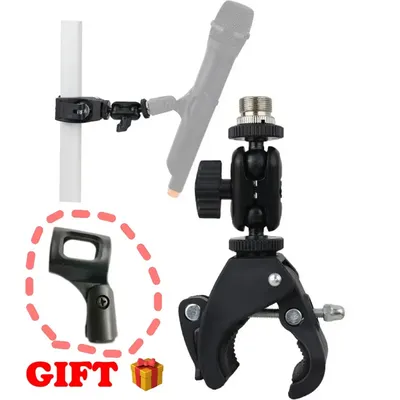 Mic Crab Clip Microphone stand Mount Adjustment 1/4" to 5/8" Thread Fits Mic Stand instrument Stand