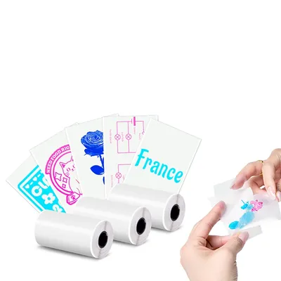 57mm Transparent Self-Adhesive Thermal Paper Cyan/Pink/Blue/Black on Clear Glossy For Mini Thermal