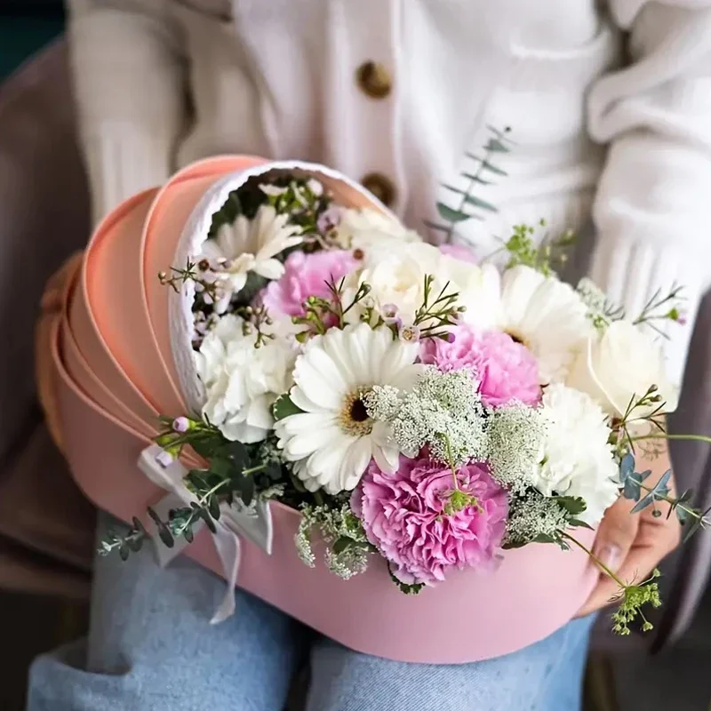 Lace Ribbon Flower Box Baby Cradle Shaped Flower Box Bow Gift Flower Arrangement Basket Flower Packing Boxes Wedding Party Decor