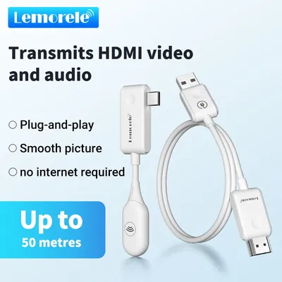 Lemorele USB HDMI Wireless Transmitter Receiver Extender Kit 164FT/30M Wireless Display Dongle for