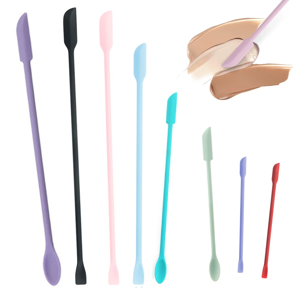 Ensemble de cuillères grattoir en Silicone à Double tête, pinceaux de maquillage, outils cosmétiques, accessoires de beauté, grattoir à cuillère en Silicone réutilisable 3 pièces