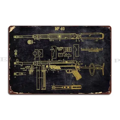 Mp 40, Metallschilder, rostiges Design, klassisches Kino-Design, Blechschild, Poster Image