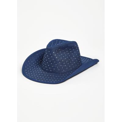 Plus Size Crystal Detailed Denim Cowboy Hat