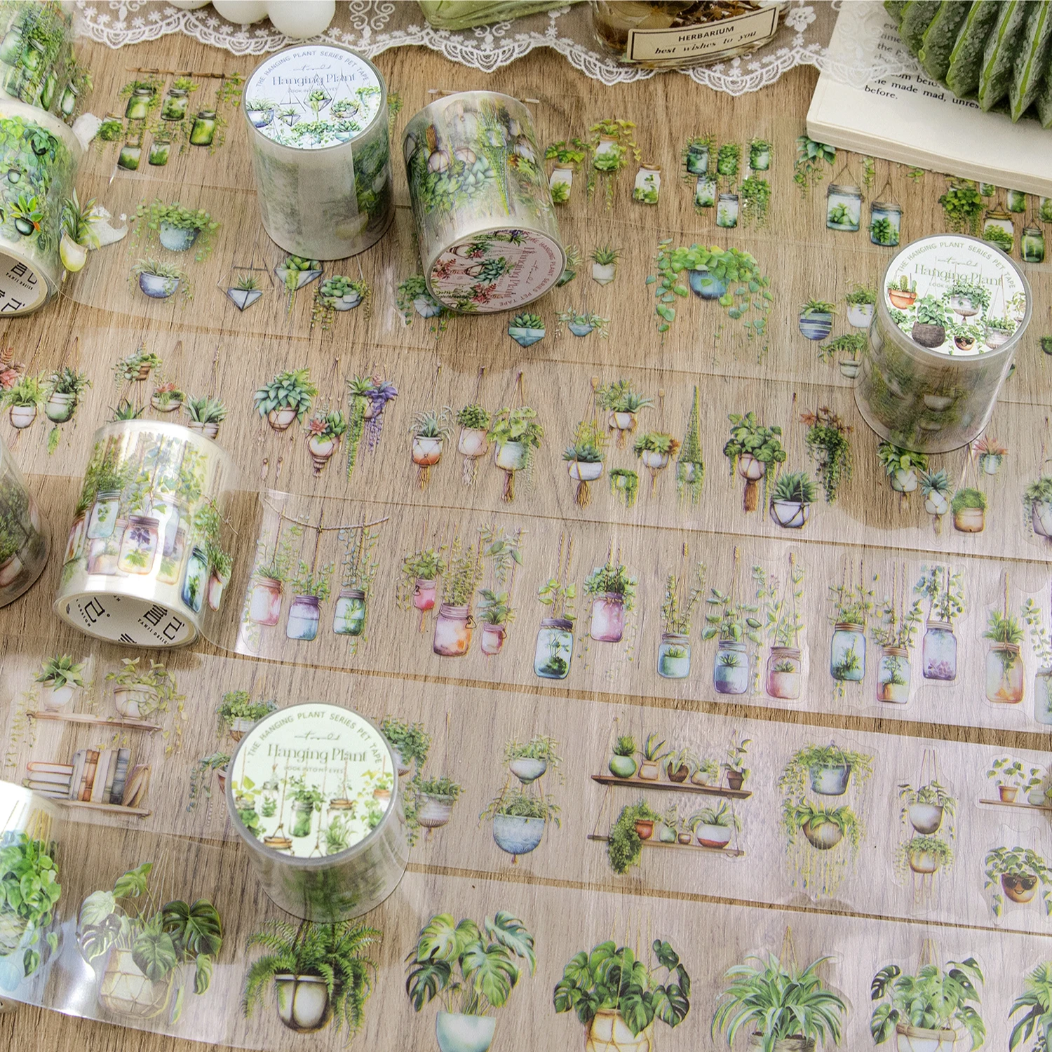 JIANQI 50mm * 2m PET Tapes Pflanzenaufhängung DIY Scrapbooking Dekor Fotoalbum Collage Junk Journal Materialien Ästhetik Aufkleber Image