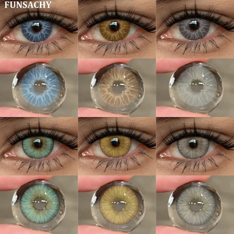 FUNSACHY 1 Paar bunte Kontaktlinsen, natürliche Augen-Make-up-Kontaktlinsen für Augen, koreanische weiche Linse, kosmetische Schüler, farbige Augenlinse Image