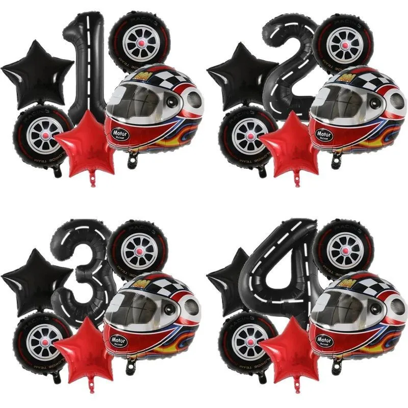 6PCS Motor Helm Ballon Rad Reifen Racing Luftballons Geburtstag Dekor Jungen Rennen Auto Dirt Bike Motocross Hot Rad Party liefert