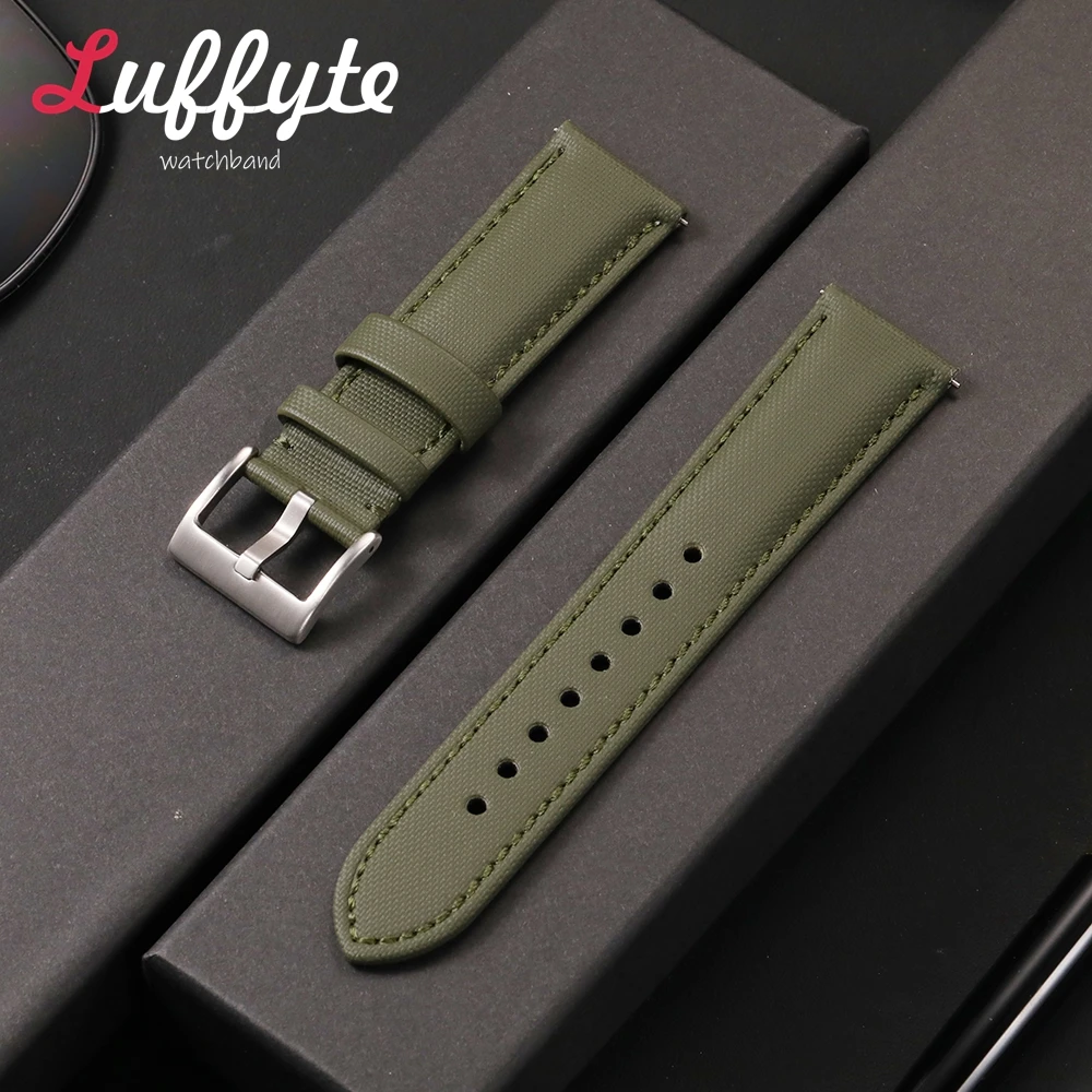 Schnellverschluss Schwarz Blau Grün Segeltuch Nylon Uhrenarmband 20mm 22mm Hochwertiges Uhrenarmband Uhrenzubehör Image
