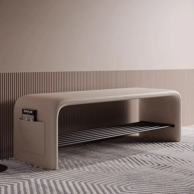 Elegante Schuhbank für den Eingangsbereich, Schuhwechselhocker aus massivem Holz mit Aufbewahrungstasche, mehrschichtige, platzsparende Möbel im Luxusstil