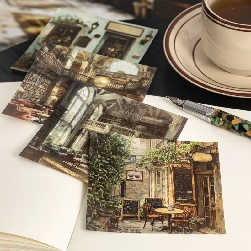 10 Stück Aquascape Visit Shop Scrapbook, großer Boden, Scrapbook-Größenmaterial, PET-Vintage-Aufkleber, Wochenendhandbuch, 140 x 120 mm Image