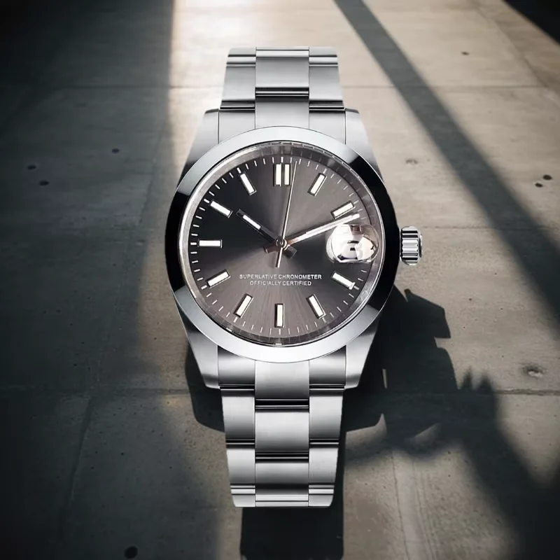 Tandorio 36 mm/39 mm graues Sunbrust-Zifferblatt, luxuriöses Business-Saphirglas, 200 m wasserdicht, Taucher-Herrenuhren für japanisches NH35-Uhrwerk Image