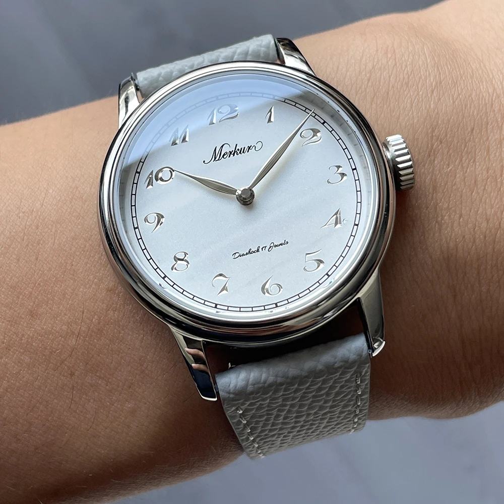 NEUE Merkur Intaglio Uhr 50m Haut Taucher Uhr Vintage Weiß Mechanische Hand Uhr 38mm Sapphire Relogio Masculino