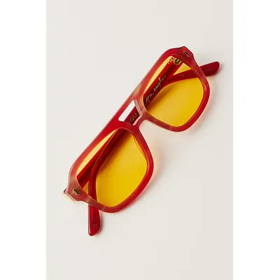 Royal Polarized Aviator Sunglasses at Free People in Oxblood/Yellow