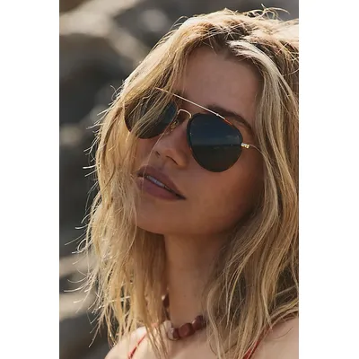 Tatum Polarized Aviator Sunglasses at Free People in Tort/Green