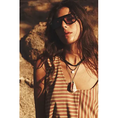 Royal Polarized Aviator Sunglasses at Free People in Black/Smoke