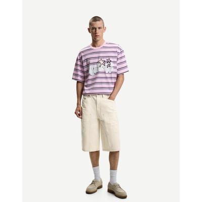 Bershka Carpenter Skater Bermuda Shorts Men 30 Cream