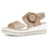 Keilsandalette GABOR, Damen, Gr. 36, grau (goldfarben, taupe), Glattleder, Ziegenveloursleder, modisch, Schuhe, Plateau, Sommerschuh, Riemchensandale mit Klettverschluss