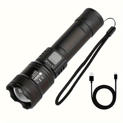 TEMU Powerful Xhp50 Led Flashlight Built-in Battery Rechargeable Lights Light Camping Lantern Image