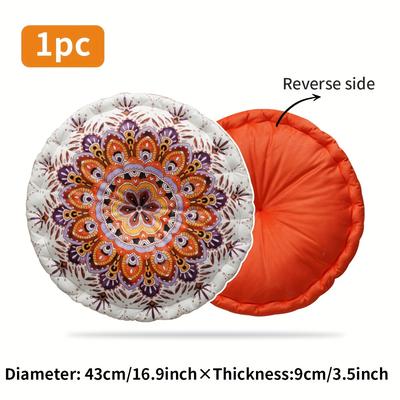 "TEMU -chic Round Plush Cushion With Filler - " Diameter, Machine Washable, Living Room Decor & Relaxation, Meditation Mat" Image