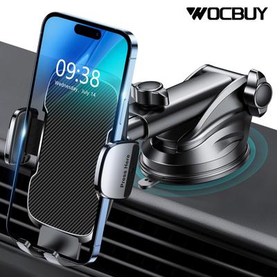 TEMU Wocbuy Car Phone Mount [strong Suction Cup And Sturdy Base], [silicone Protection And One-button Release] Car Suction Cup Phone Holder For Dashboard, Compatible With 10.16cm-17.78cm Phones Image