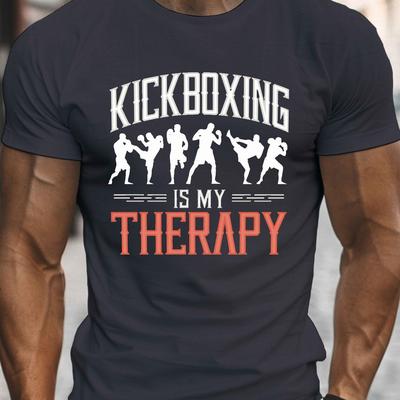 TEMU Kickboxing Serves As Of Therapy. 's Round Neck, Short Sleeve T-shirt, Casual Wear And Lightweight During The Summer. Image