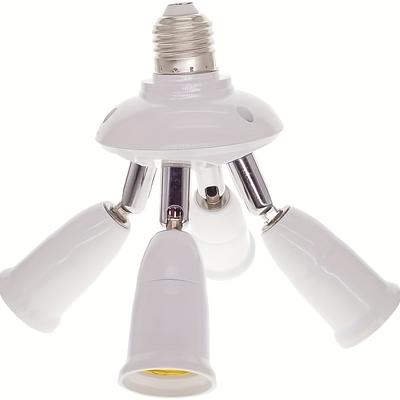 TEMU 1pc 4-in-1 E27/e26 Light Socket Splitter Adapter, Led Bulb Converter, Medium Socket With 360° Adjustable 180° Bending, Battery Powered, Operating Voltage ≤36v Image