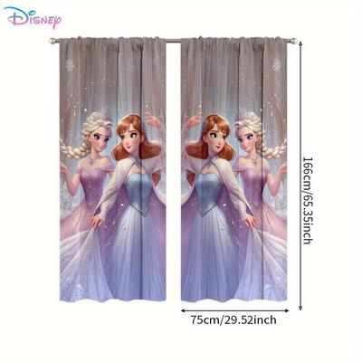 TEMU 2pcs Princess Curtains With Queen, Large Curtains, Machine Washable, Rod , Polyester Fabric, Suitable For Bedroom, Living Room, Office, Kitchen Decoration, Room Types, Home Decoration Image