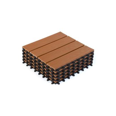 Set aus 5 Terrassenfliesen wodhy mit Klicksystem aus Holzverbundstoff mit Teak-Effekt Image