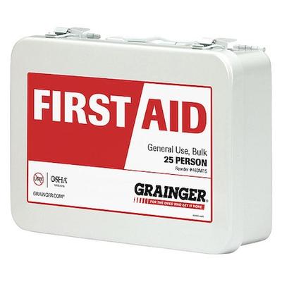 ZORO SELECT 59384 First Aid Kit and Housing, Metal 132 Components, 25 People
