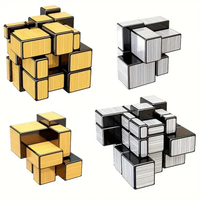 Spiegel Zauberwürfel 2x2 3x3 Goldener silbriger Aufkleberwürfel, spezielle Formen Image