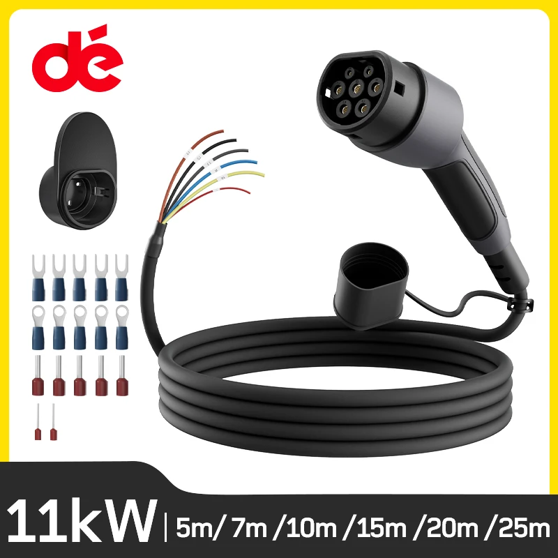 dé Typ 2 Wallbox Ersatz kabel 11kW 3 Phase 16a Ladekabel für Elektro fahrzeuge zum offenen Ende 5m 7m 10m 15m 20m 25m Optionen Image