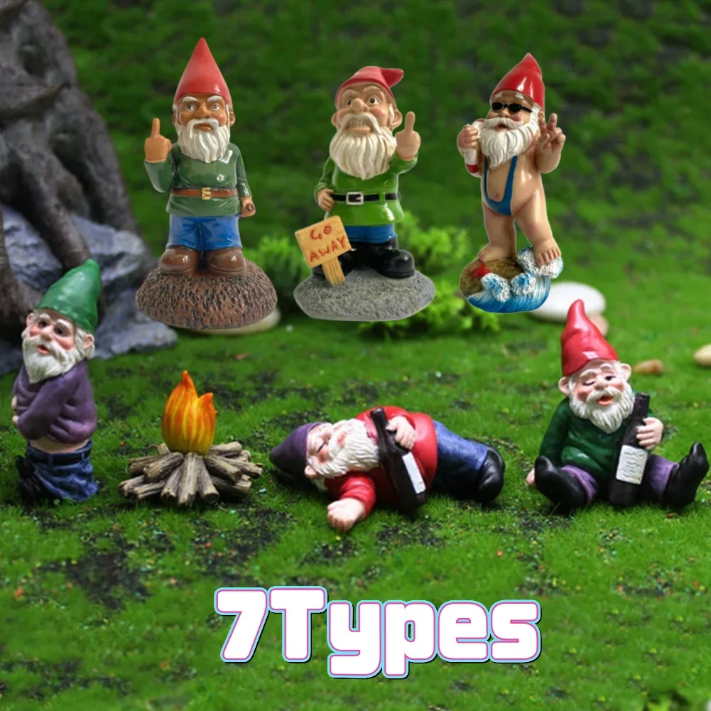 Mittelfinger Weißer Bart Zwerg Ornament Outdoor Harz Handwerk Harz Garten Statue Garten Zwerg Statue Ornament Rasen Garten Dekor