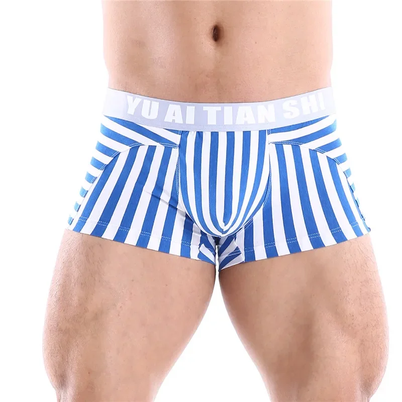 Männer Boxer Bequeme Unterhose Baumwolle Niedrige Taille Große Größe BoxerShort Gestreiften Atmungsaktive Cueca Boxer Homme Unterwäsche Image