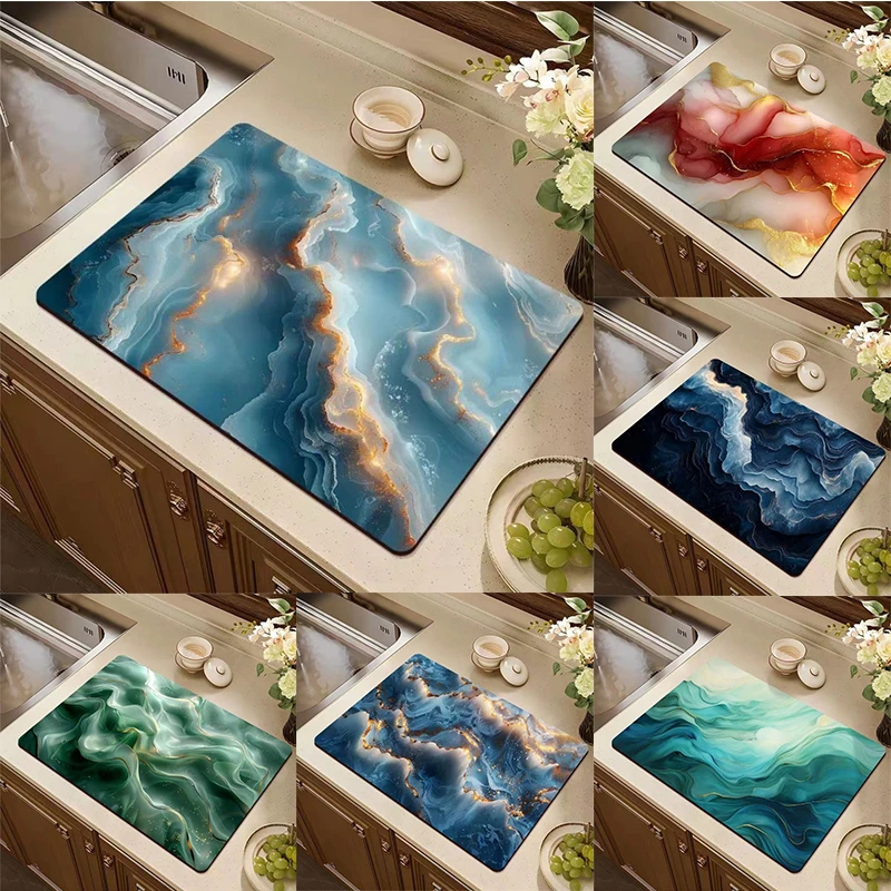 Marmor Kaffeetasse Bügelmatte Moderne Kunst Textur Trockenmatte Küchentheke Kaffeebar Abflussmatte Image