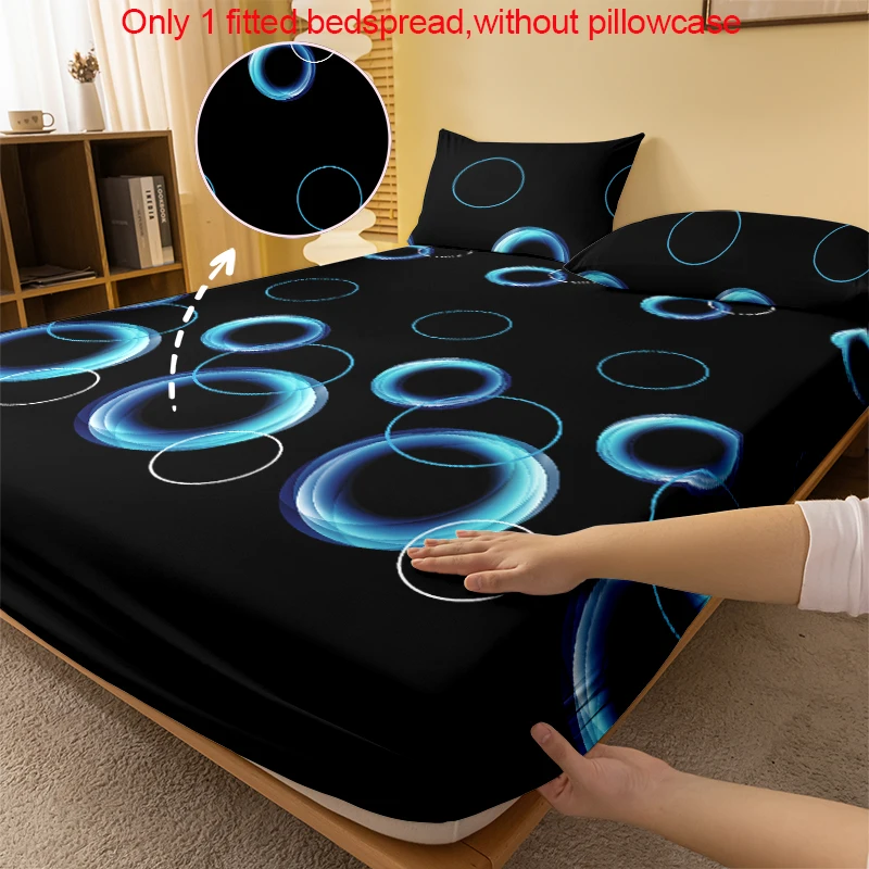 1, einfaches, modernes, mattes Spannbettlaken mit kreisförmigem Geometrie-Aufdruck, Bettbezug für Schlafzimmer, Bettwäsche (ohne Kissenbezüge) Image