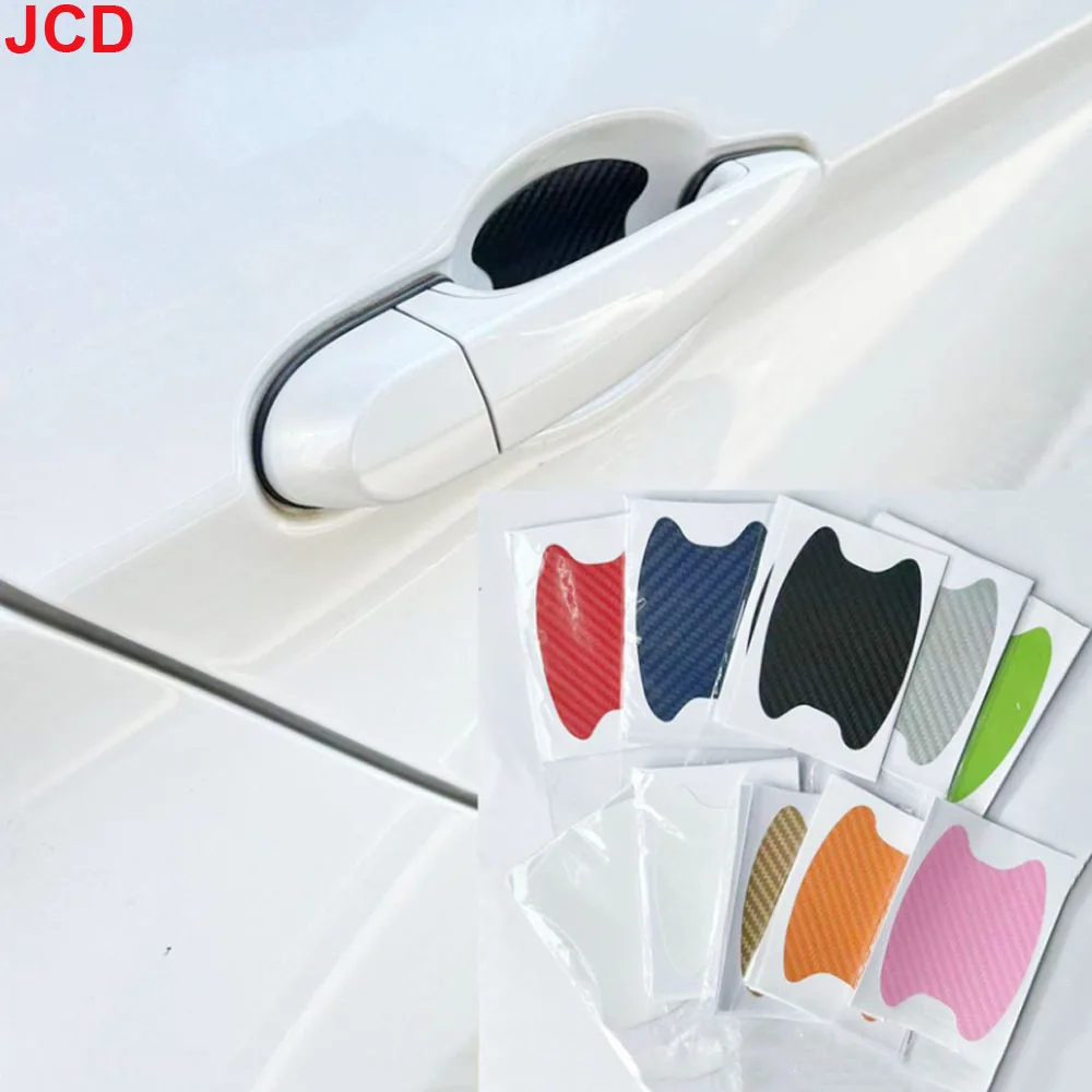 4 Teile/satz Auto Styling Leisten Aufkleber Auto Tür Aufkleber Carbon Faser Kratzer Beständig Abdeckung Auto Griff Schutz Film Teile Image