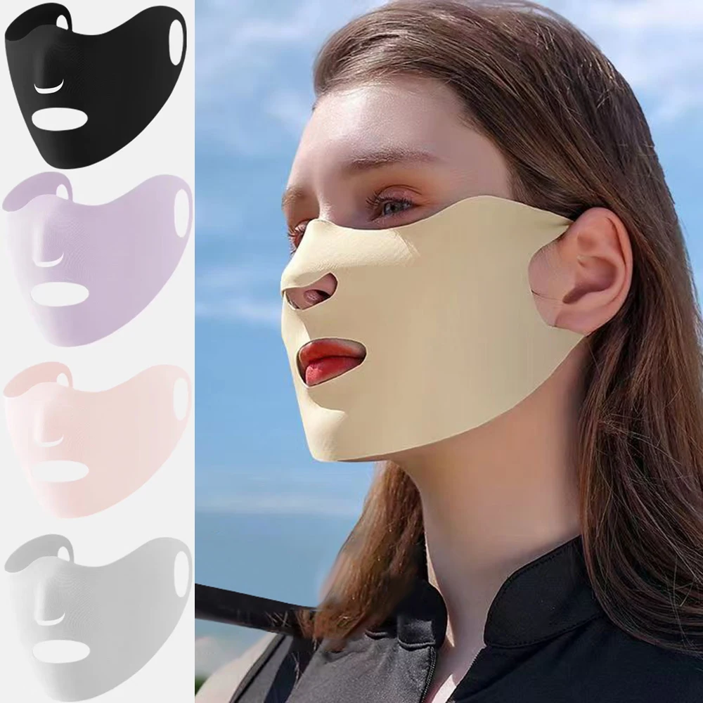 Anti-UV-Upf50 Eis Seide Sonnenschutz maske spurlose Sommer Outdoor Sport Gesichts maske atmungsaktive freiliegende Mund Nase Golf maske Image