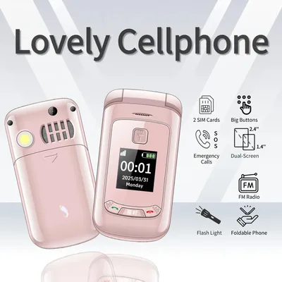 Affordable Small Senior Flip Phone Spped Dial Big Button Dual Screen Loud Speaker Two Sim Cards Clamshell Mobile SOS Dial Torch