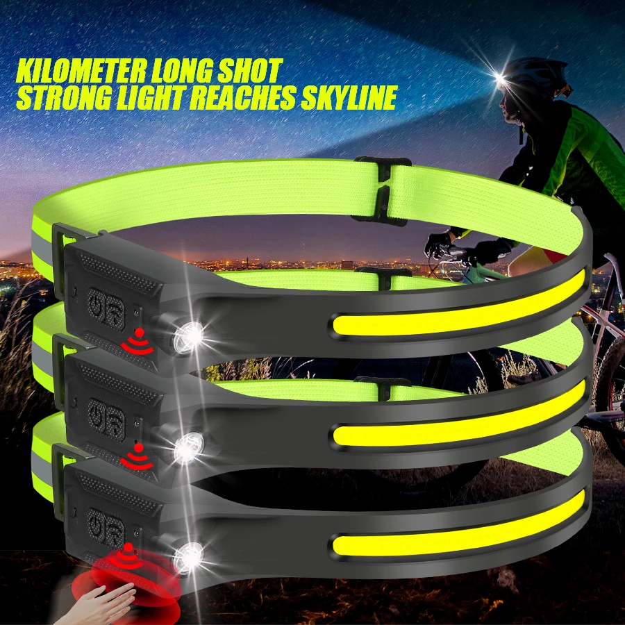 LED-Scheinwerfer-Sensor-Scheinwerfer mit eingebauter Batterie, Taschenlampe, USB wiederaufladbar, Arbeitslicht, Stirnlampe, superhelle Taschenlampe Image